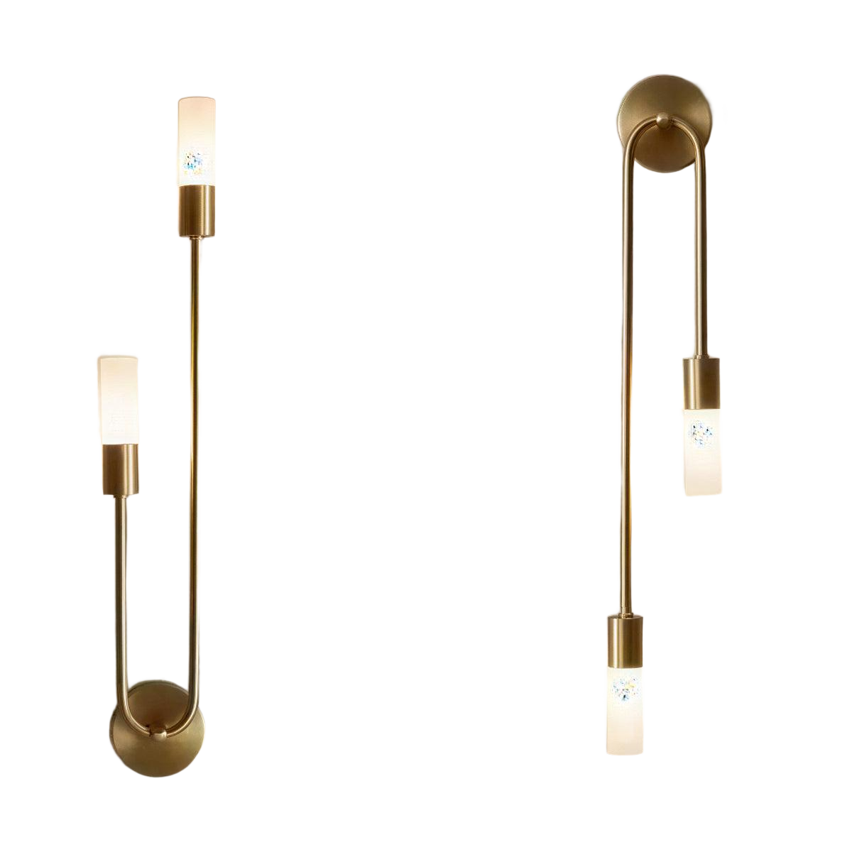 Gold twin-glow bedside wall sconce
