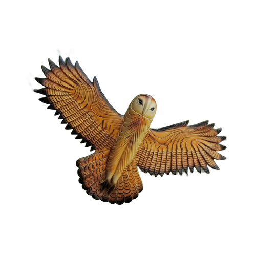 Carved Wood Barn Owl Wall Art