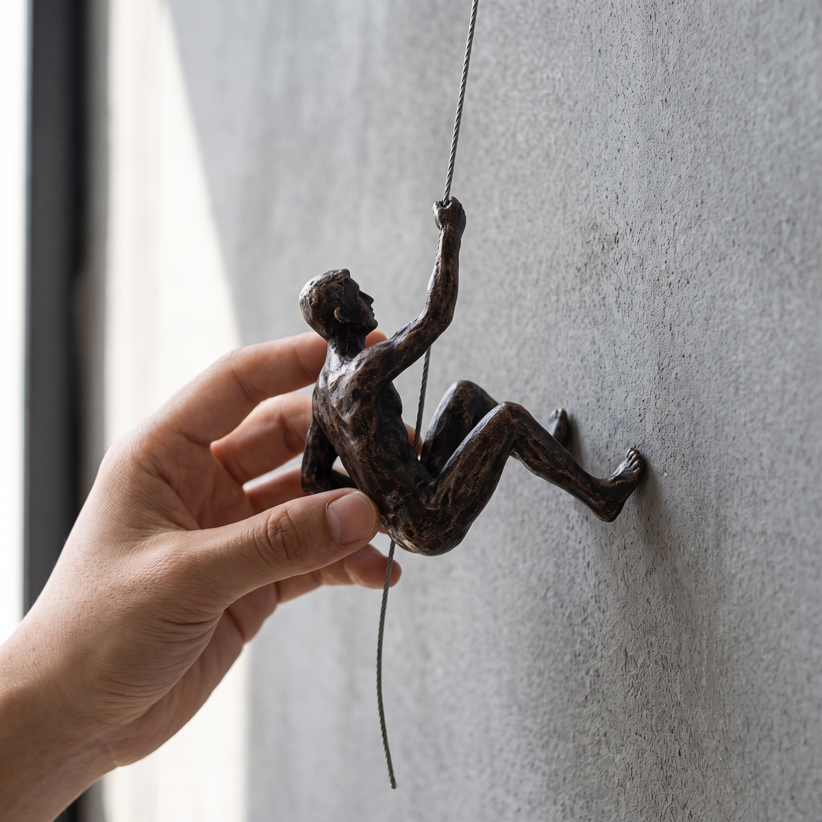 Climbing Figure Resin Wall Sculpture detail