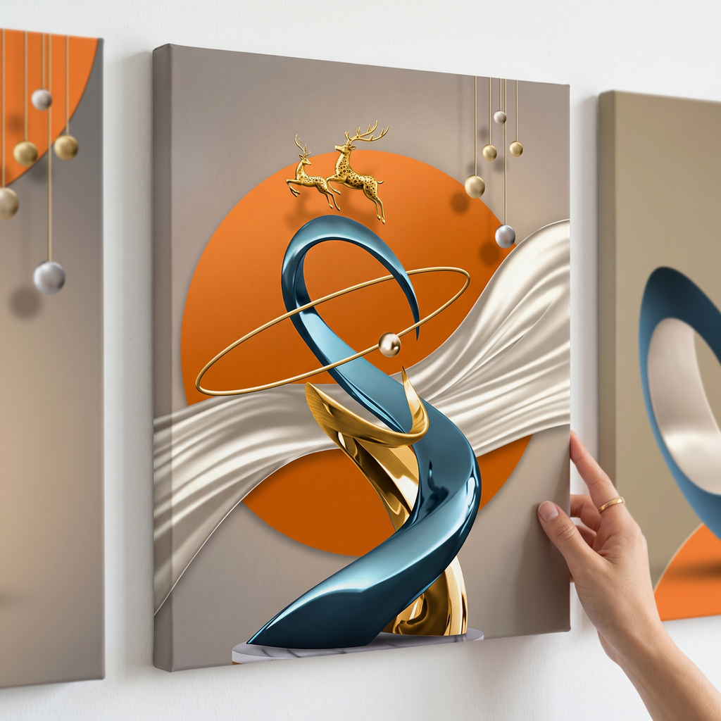 Gold Foil Deer Canvas Wall Art detail