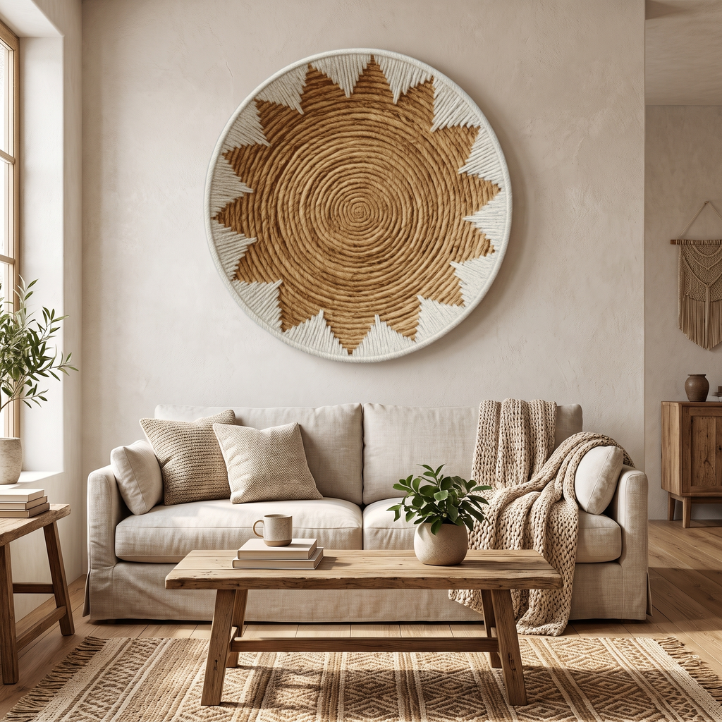 Tribal Woven Wall Basket in a living space