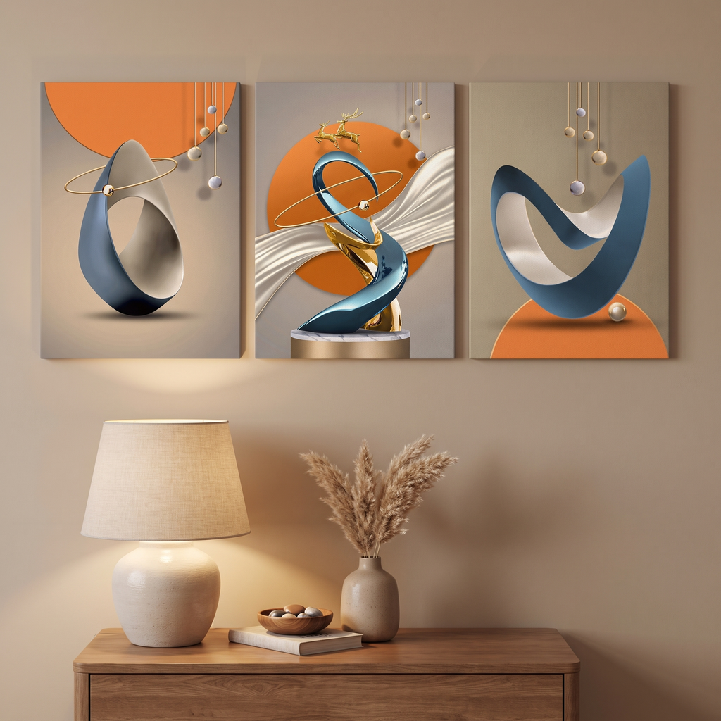 Gold Foil Deer Canvas Wall Art styled at home