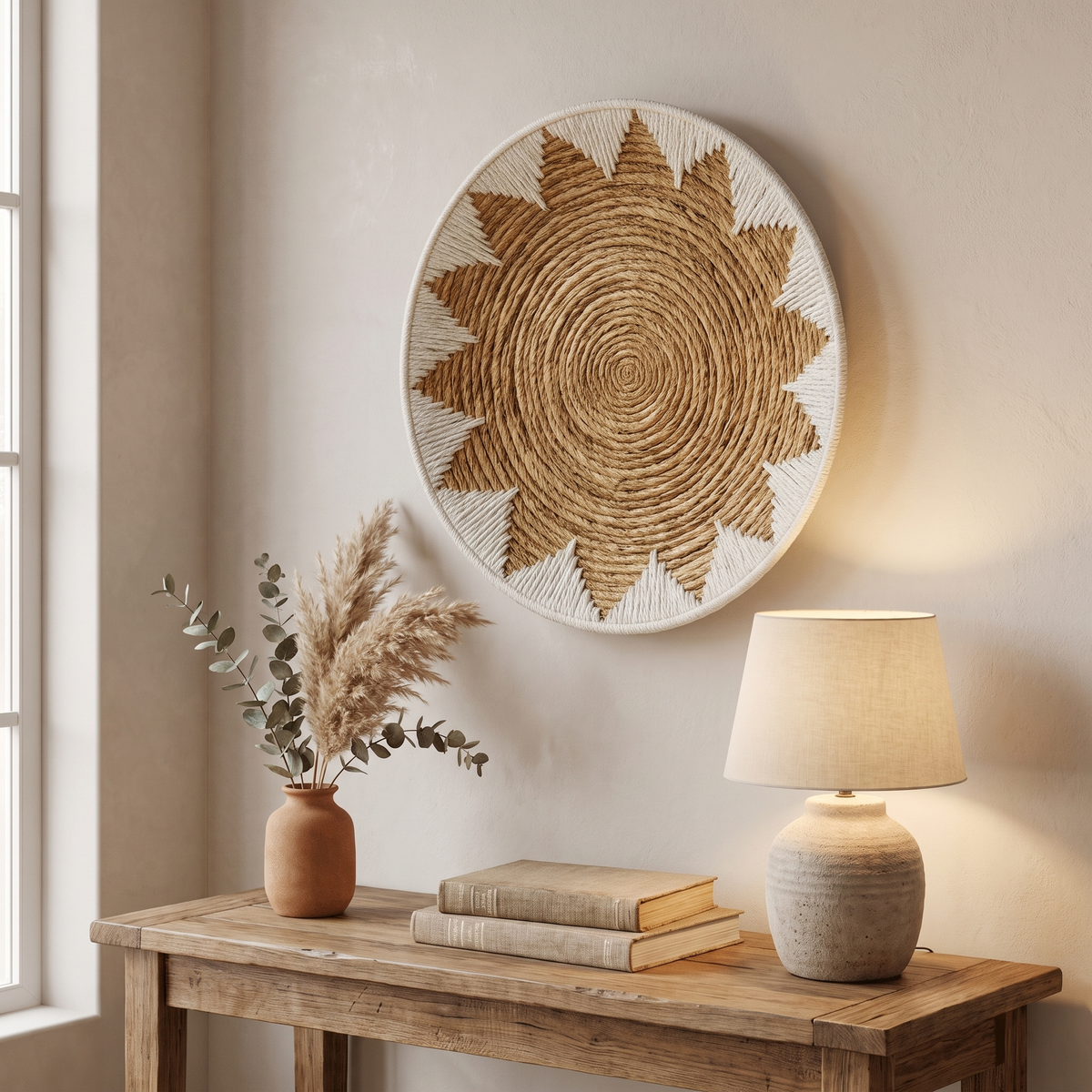 Tribal Woven Wall Basket styled at home