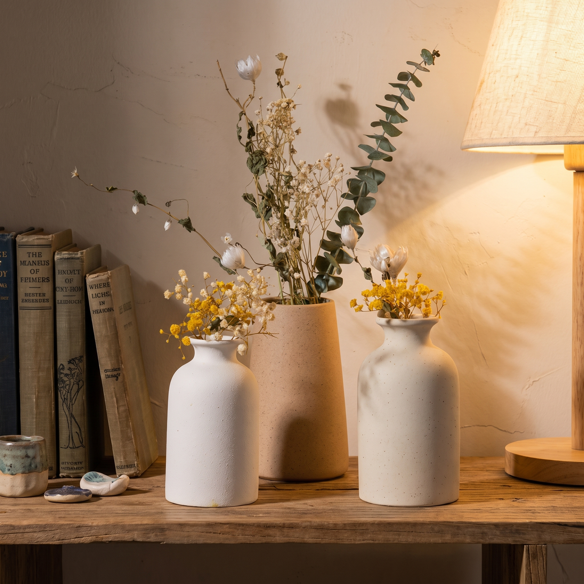 Tapered Speckled Clay Vase styled at home