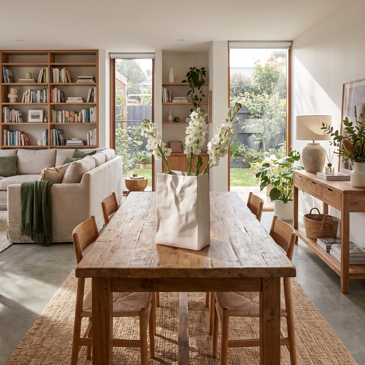 Crumpled Paper Bag Ceramic Vase in a living space