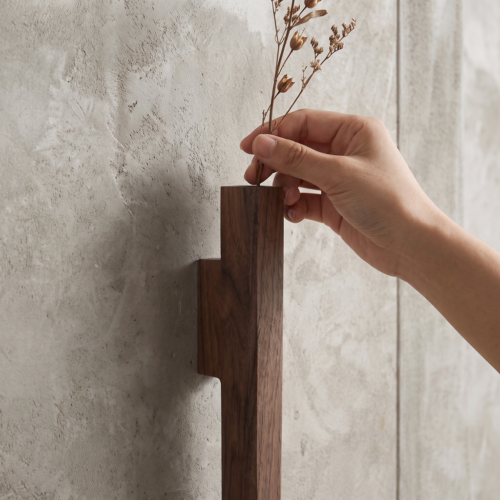 Timber Slimline Wall Vase detail