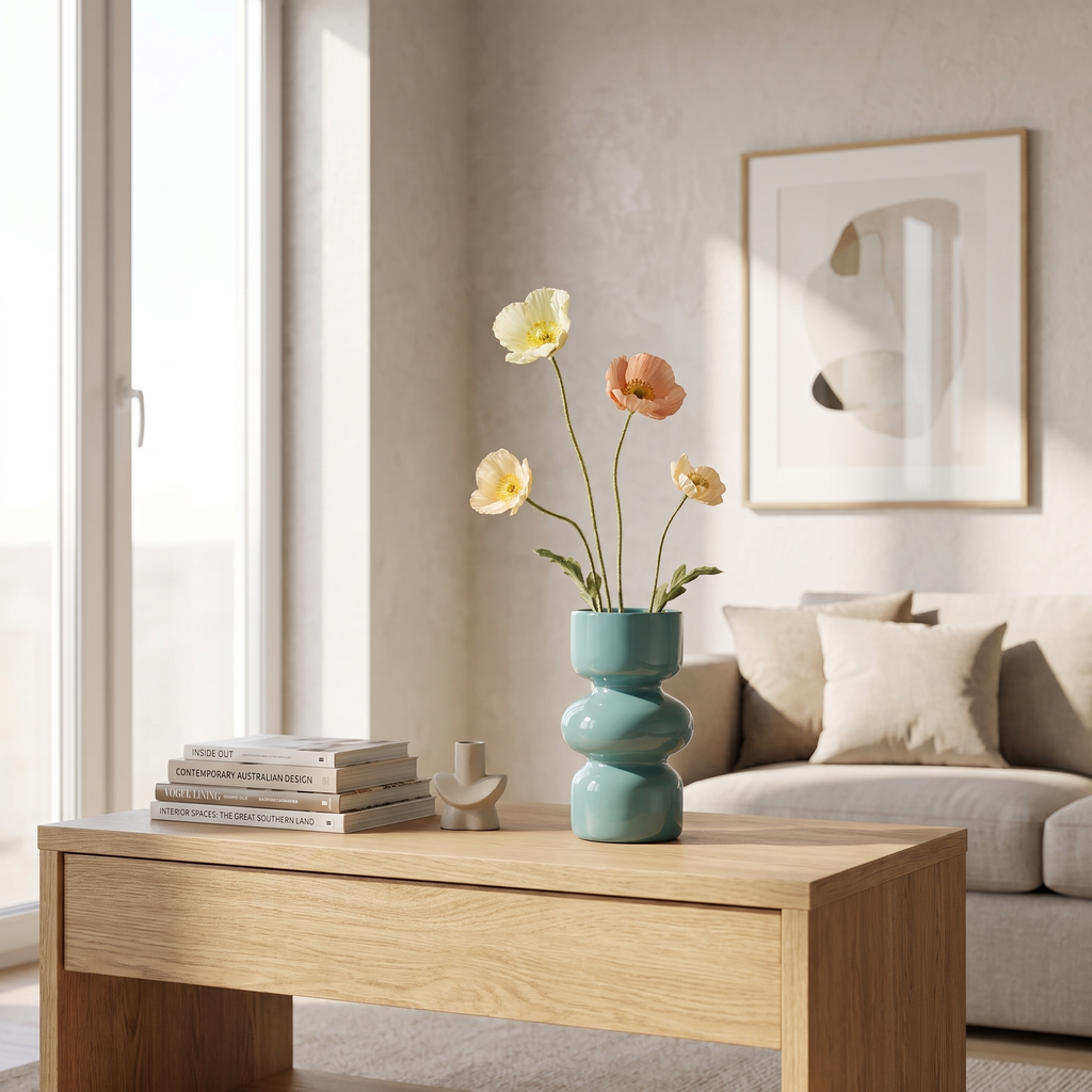 Stacked Bubble Glass Vase in a living space