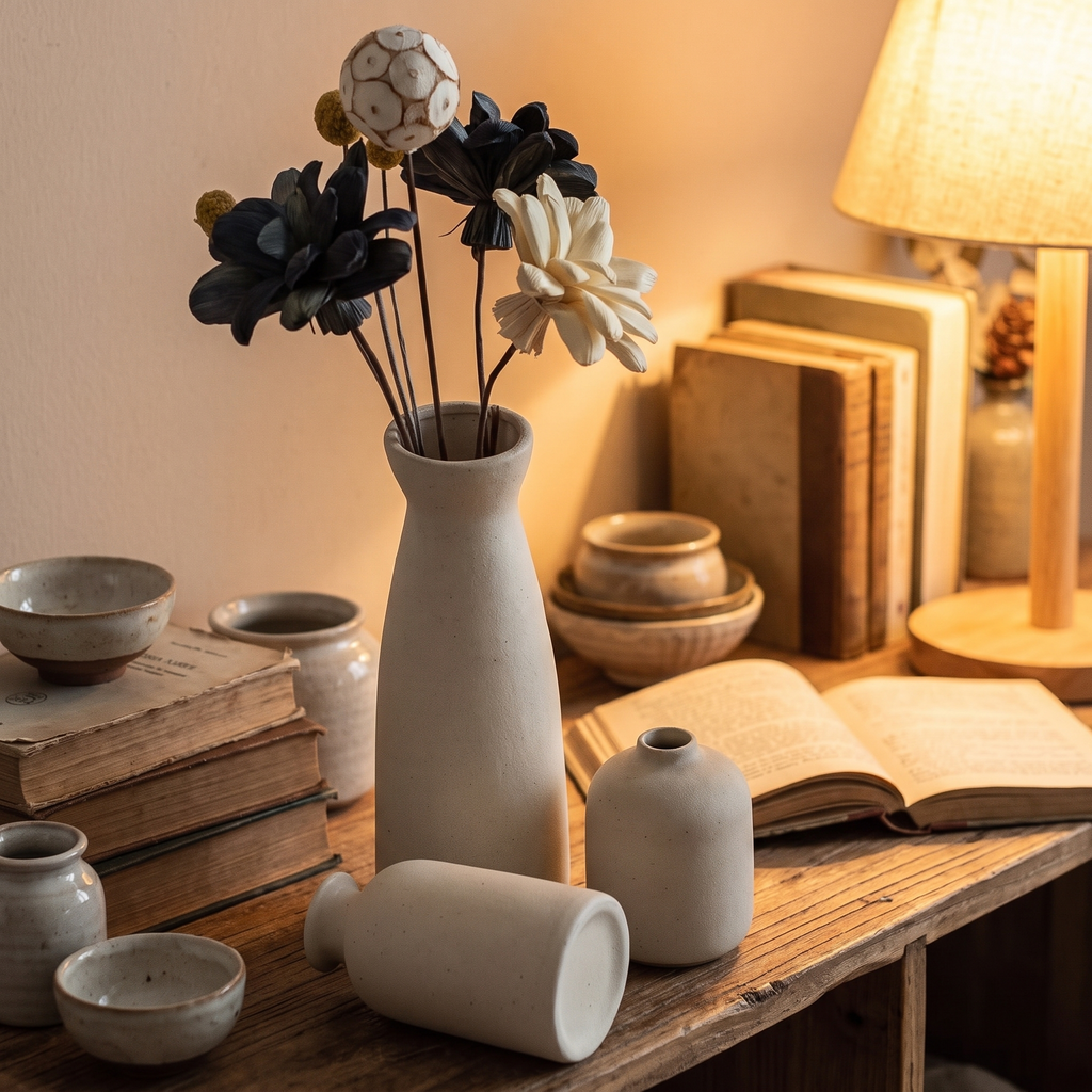 Speckled Ceramic Vase Set of 3 styled at home