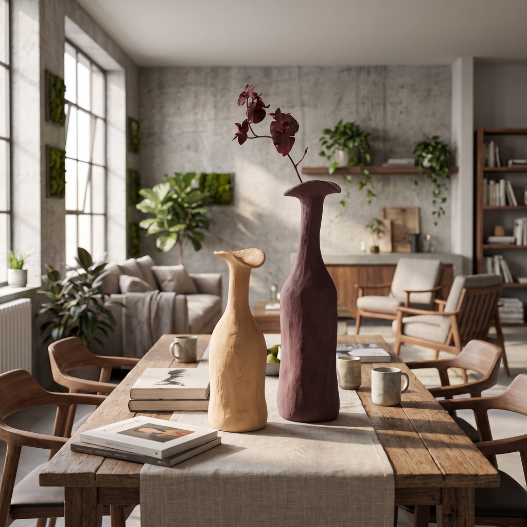 Flared Rim Porcelain Bud Vase in a living space