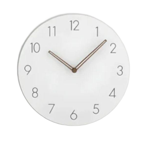 Mid-Century Round Wall Clock with Wood Hands