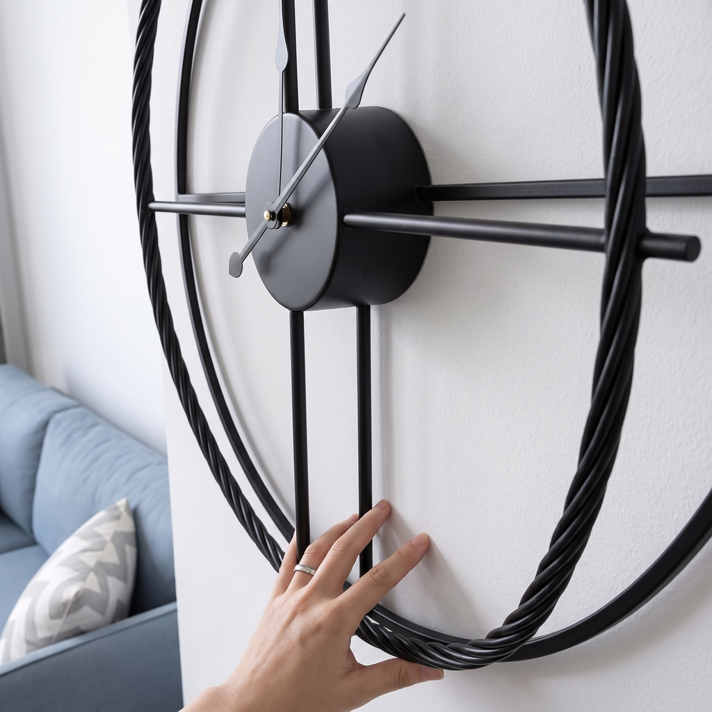 Oversized Open-Frame Silent Wall Clock detail
