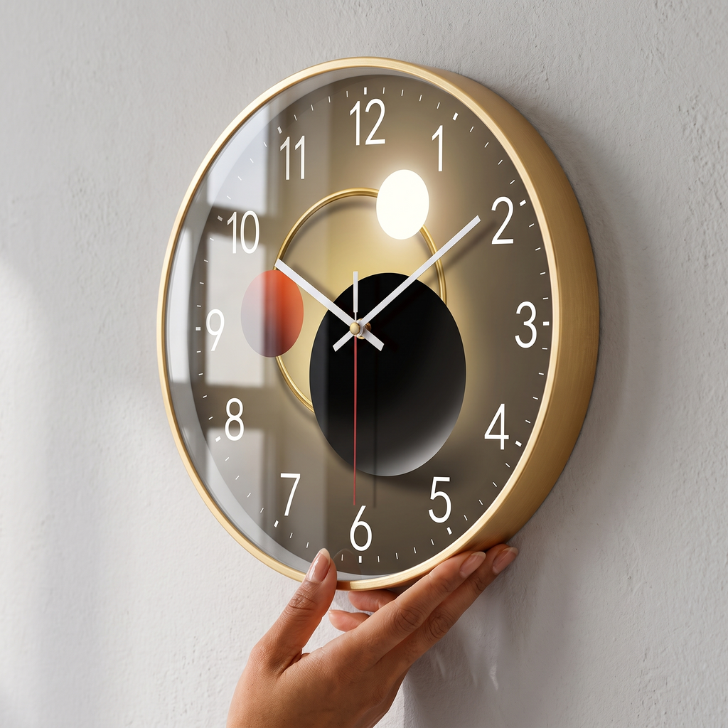 Luminous Glass-Face Silent Wall Clock detail