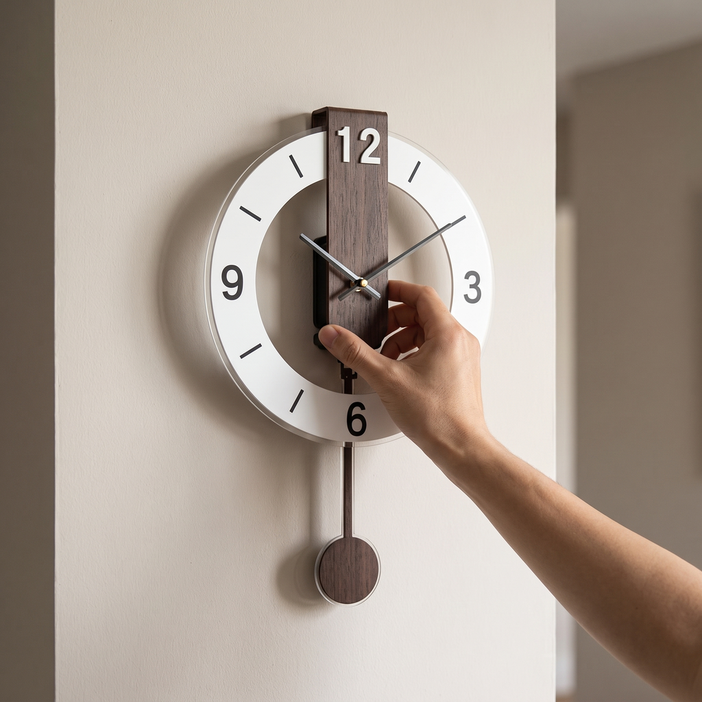 Mid-Century Silent Pendulum Wall Clock detail