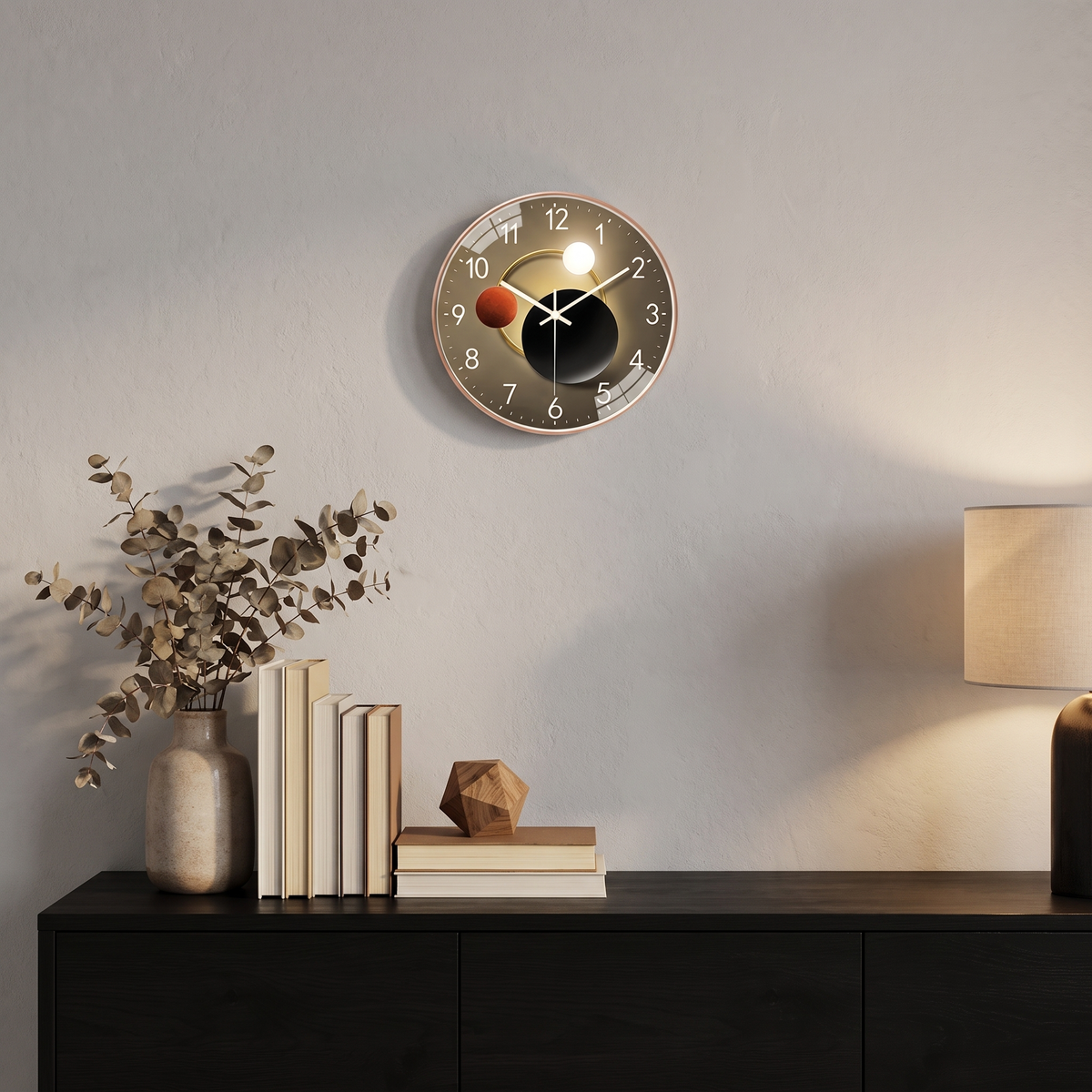 Luminous Glass-Face Silent Wall Clock styled at home