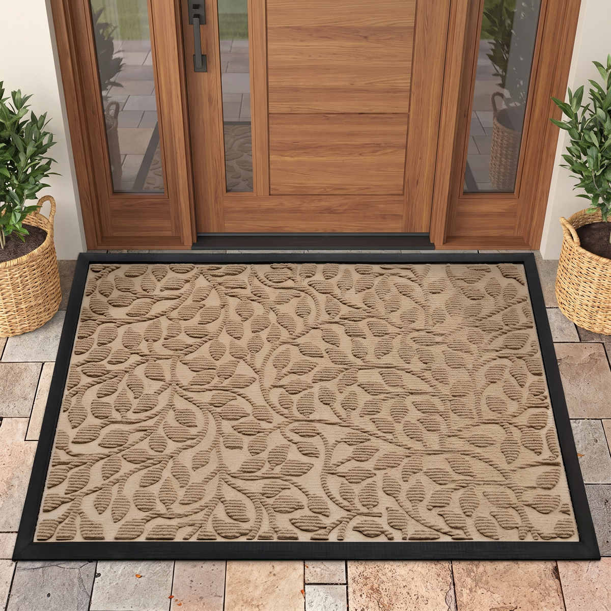 Olive Branch Non-Slip Door Mat in a living space