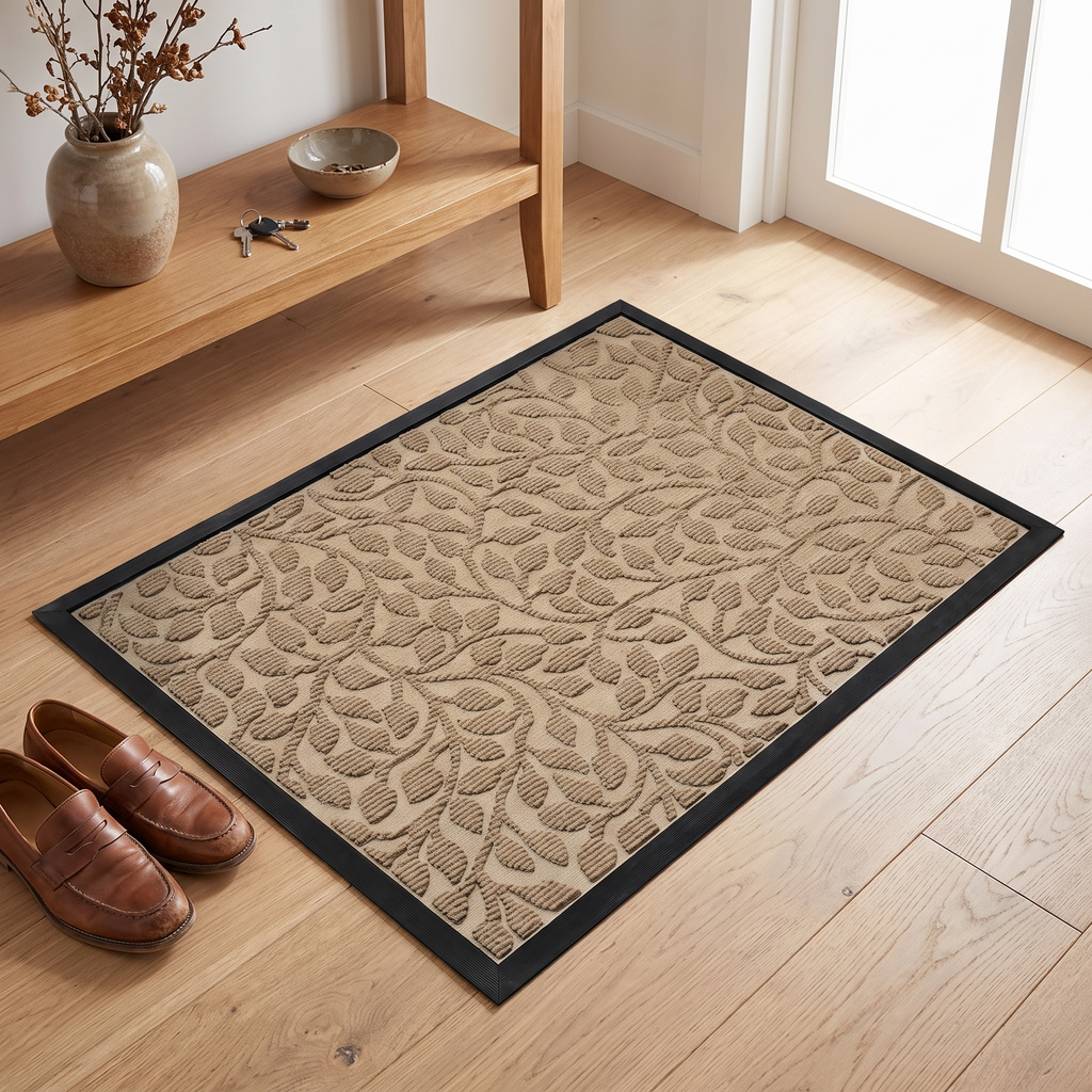 Olive Branch Non-Slip Door Mat styled at home