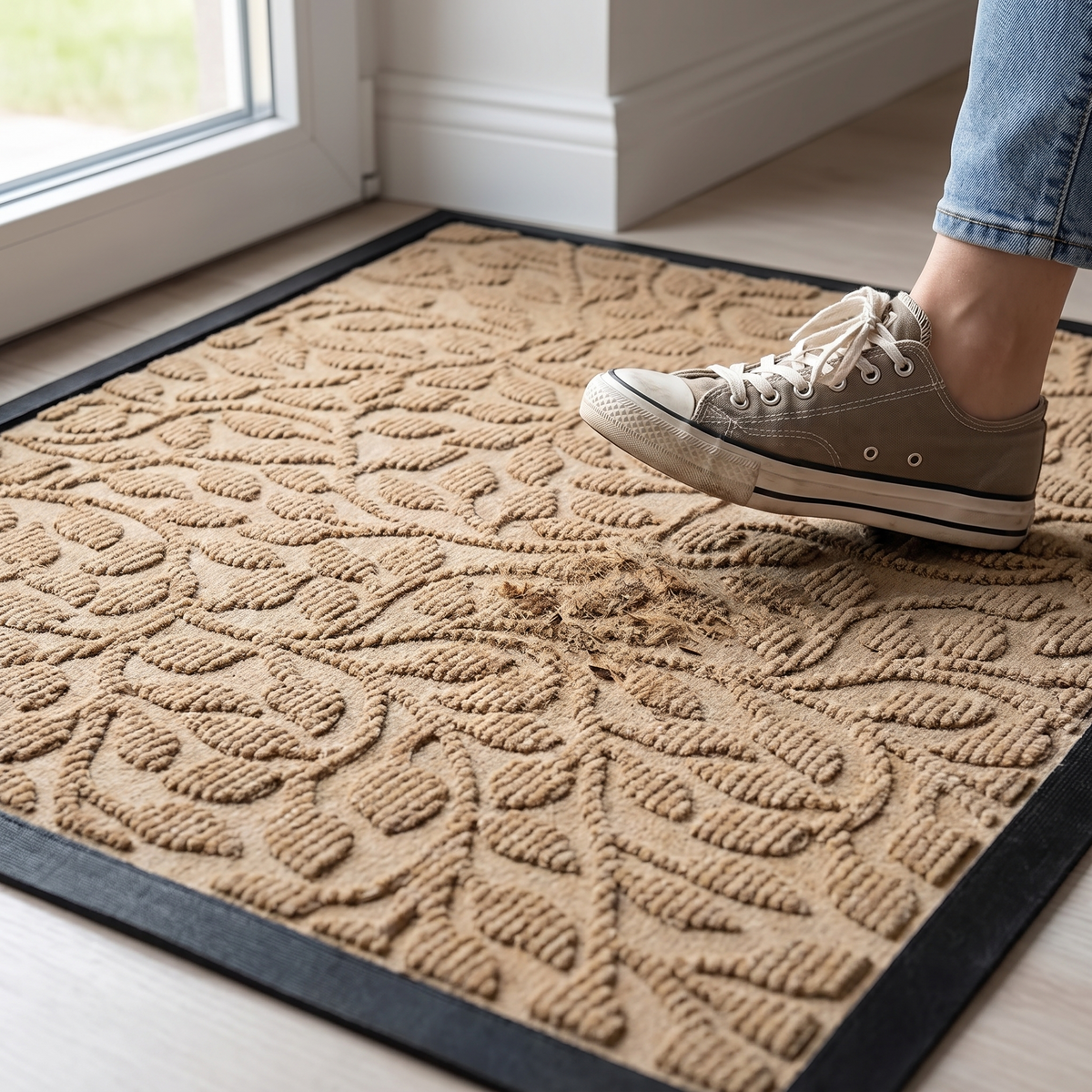 Olive Branch Non-Slip Door Mat detail