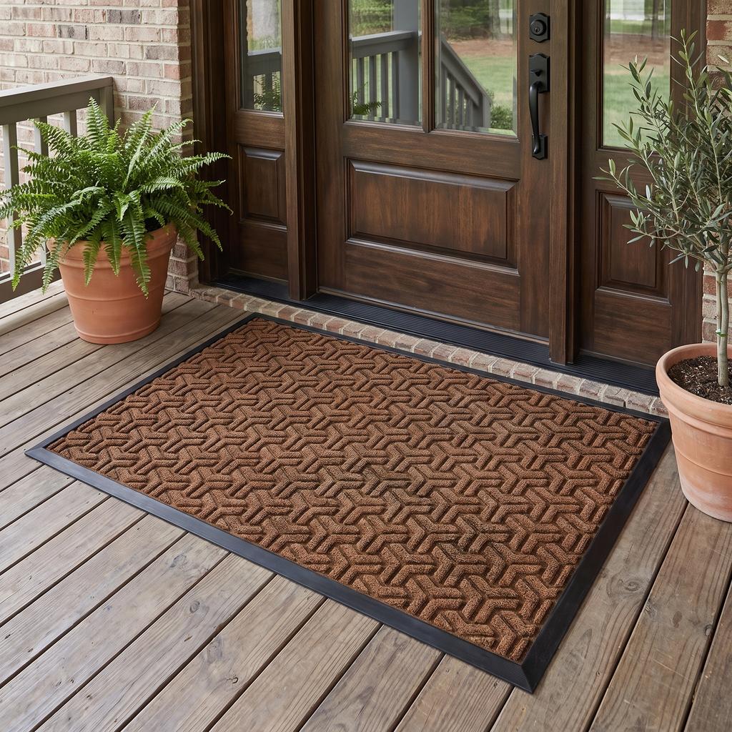 Geometric Rubber-Backed Entry Mat in a living space