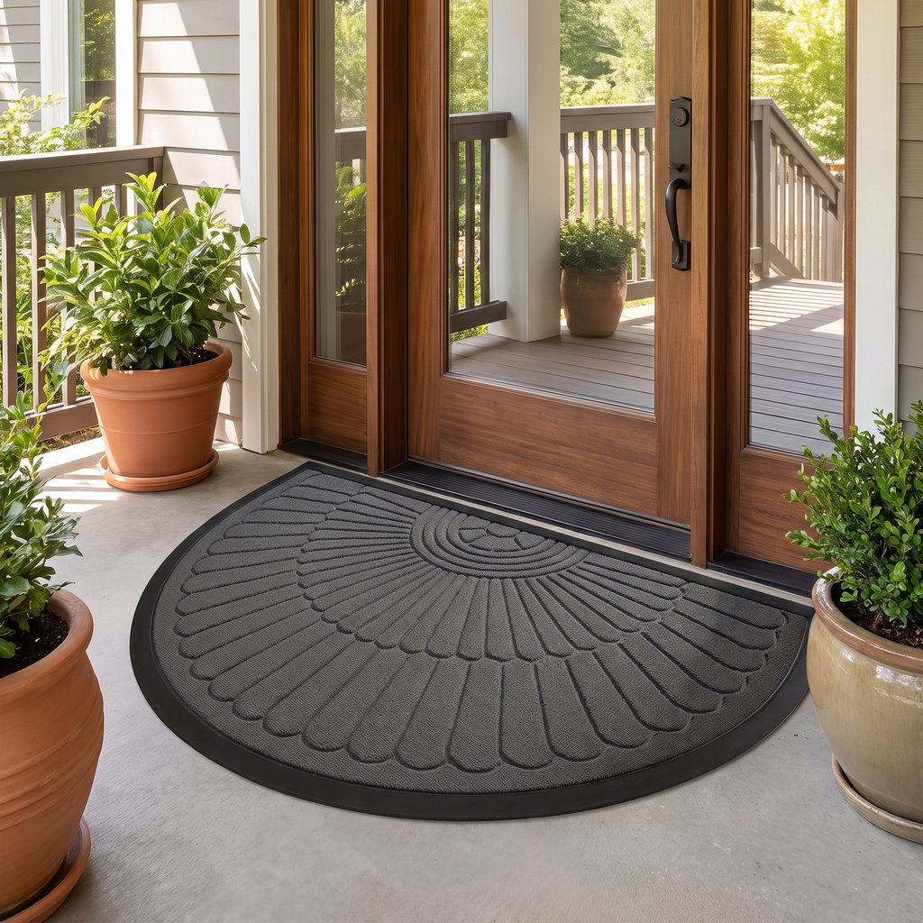 Half-Circle Welcome Door Mat in a living space