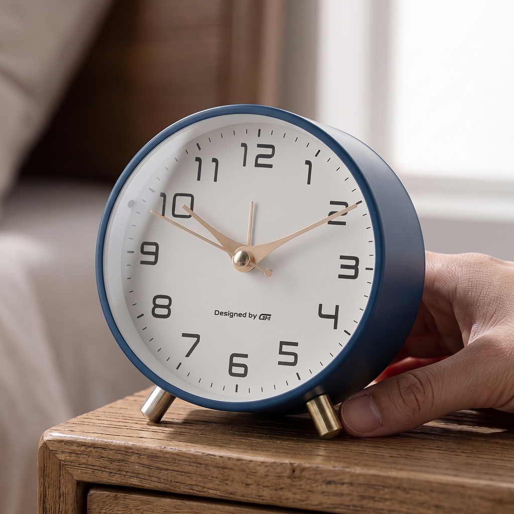 Silent Analog Bedside Table Clock detail
