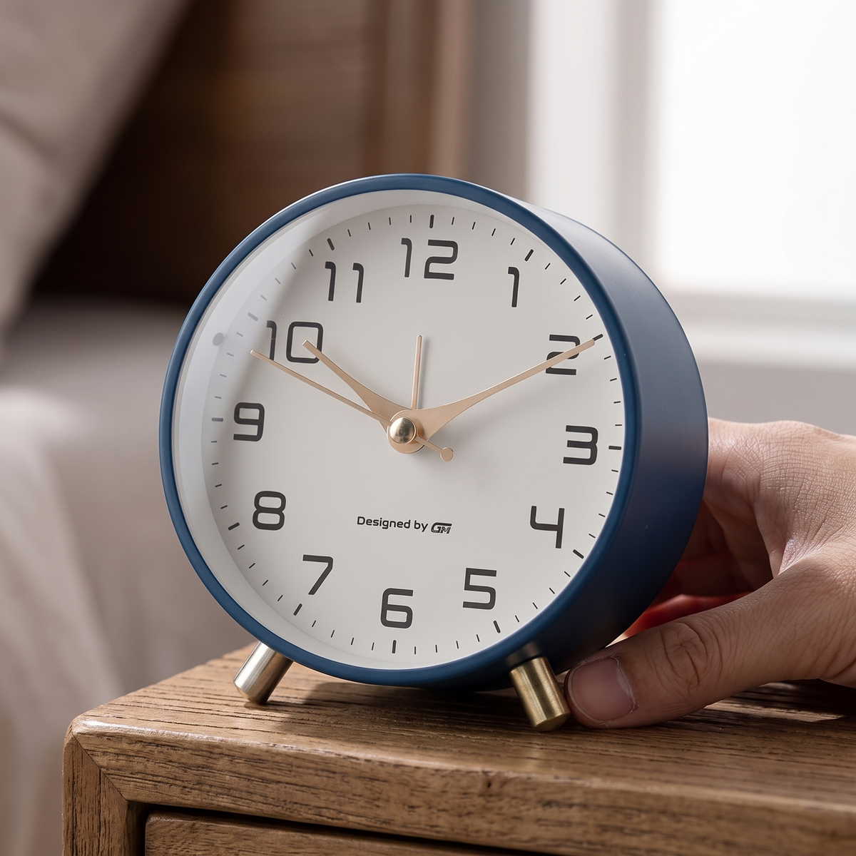 Silent Analog Bedside Table Clock detail