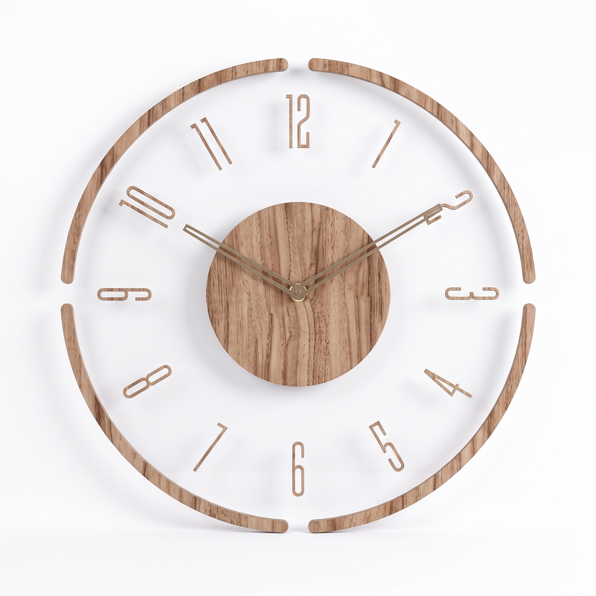 Mid-Century Wood-Texture Nordic Wall Clock