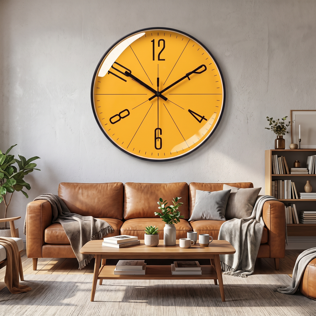 Nordic Abstract Glass Wall Clock in a living space