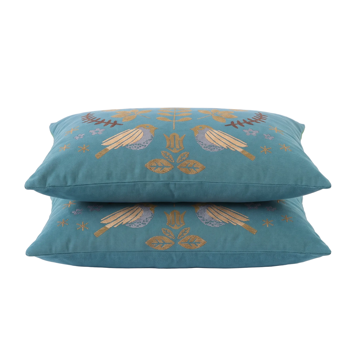Jacquard Bird & Floral Cotton Pillowcase Set of 2