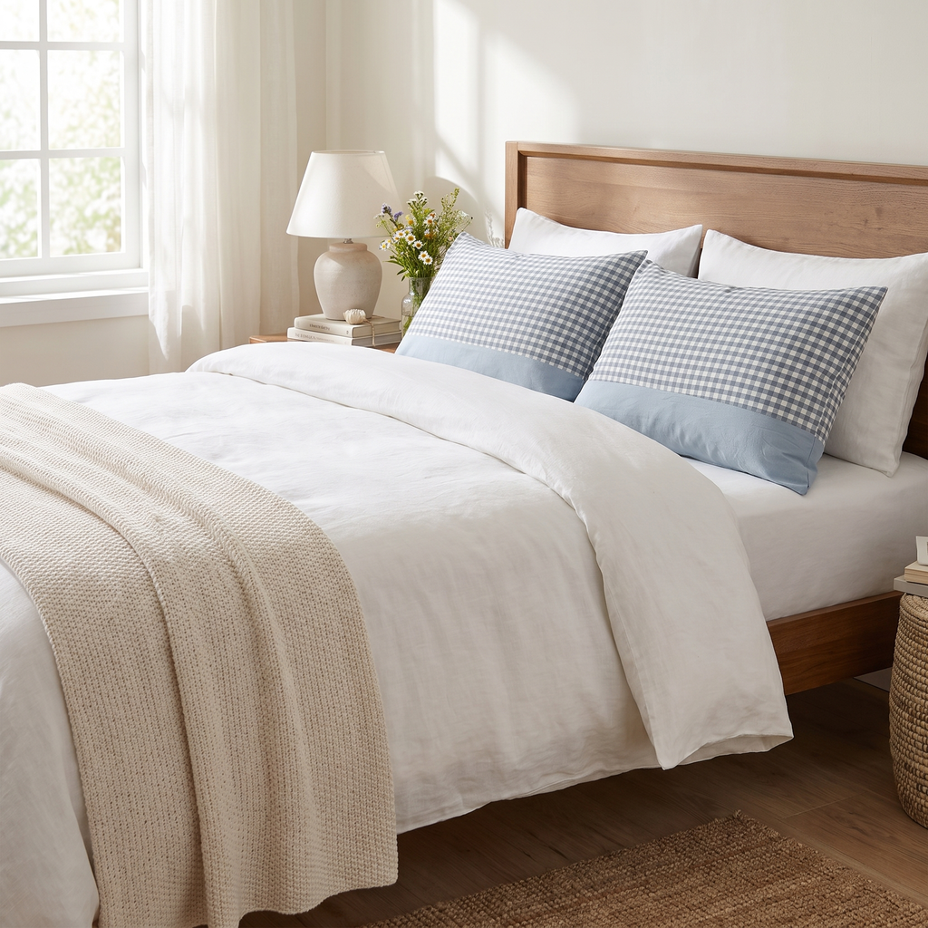 Gingham Check Envelope Pillowcase – lifestyle 1
