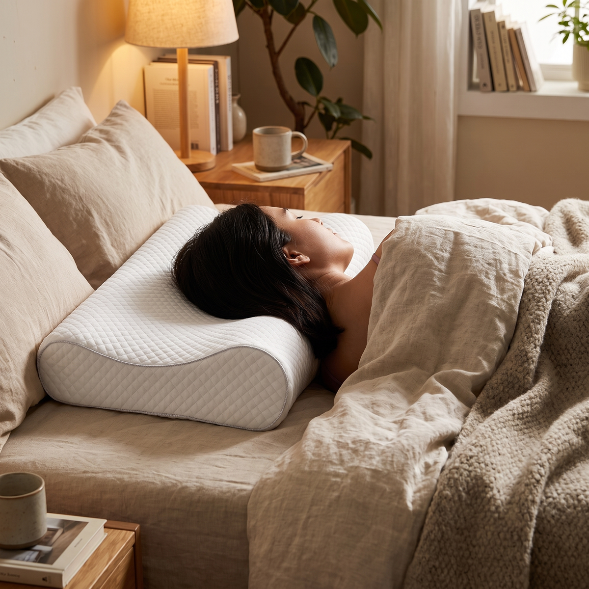Slow-Rebound Memory Foam Contour Pillow – lifestyle 2