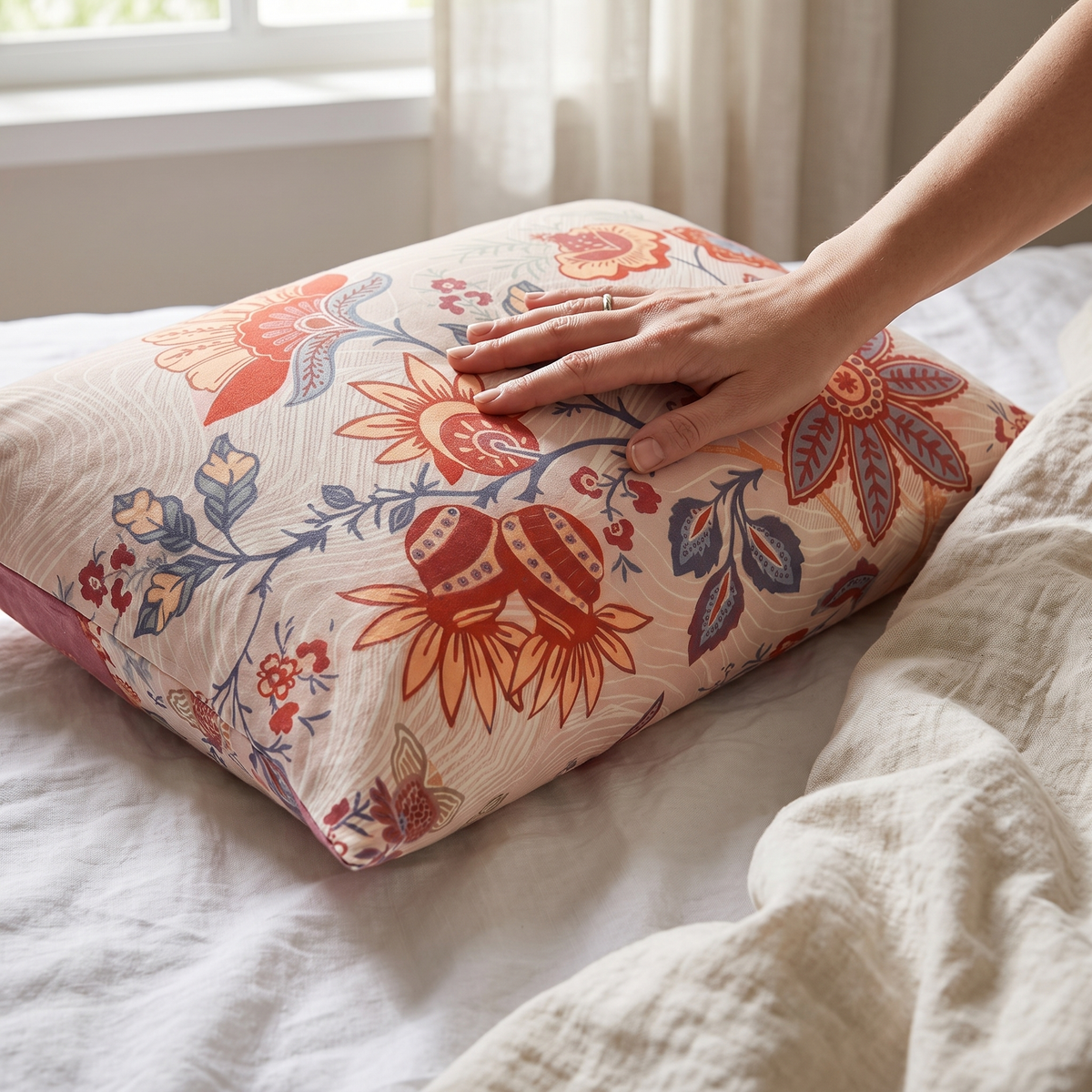 Rustic Floral Cotton Pillowcase Set of 2 – lifestyle 3