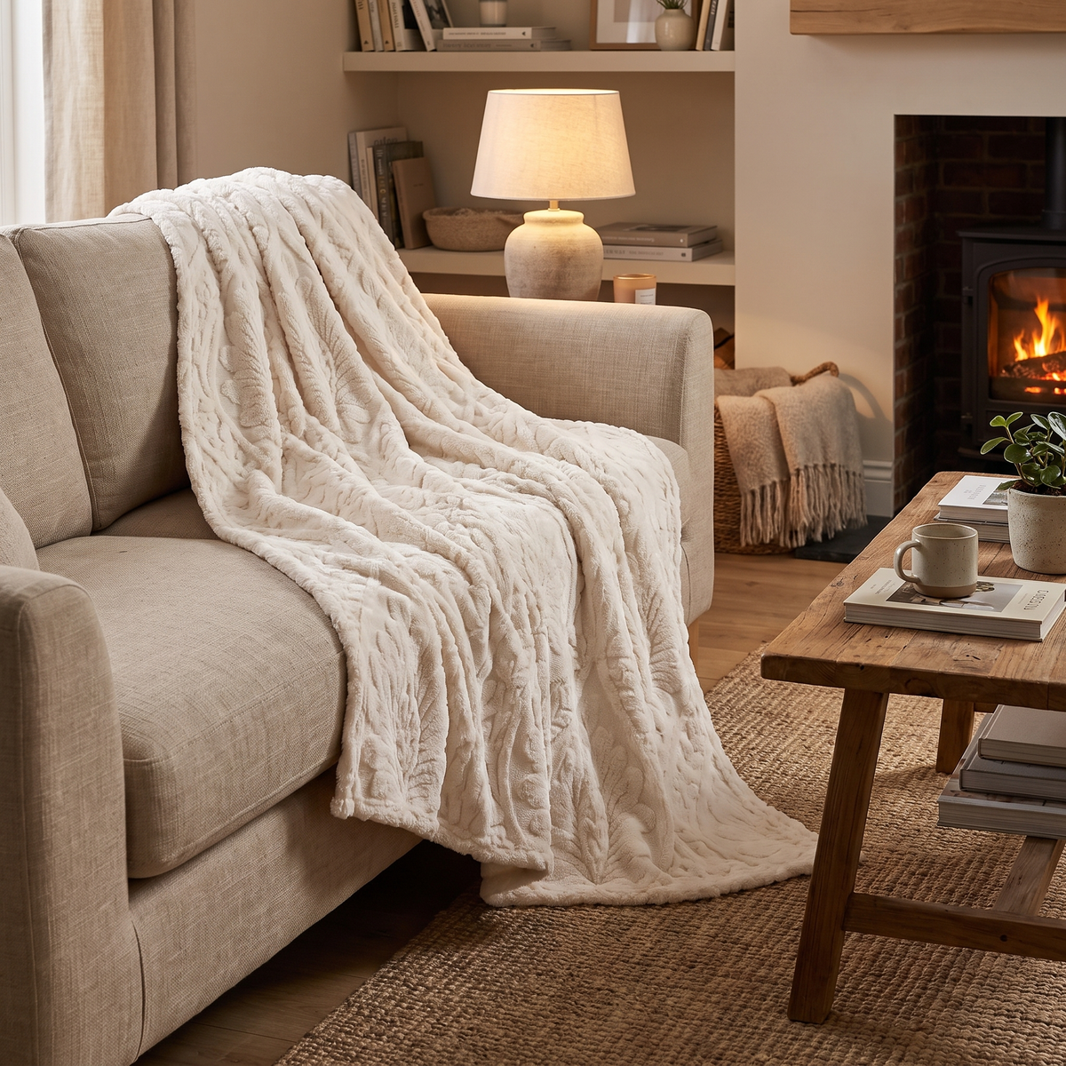 French-Weave Jacquard Fleece Blanket – lifestyle 2