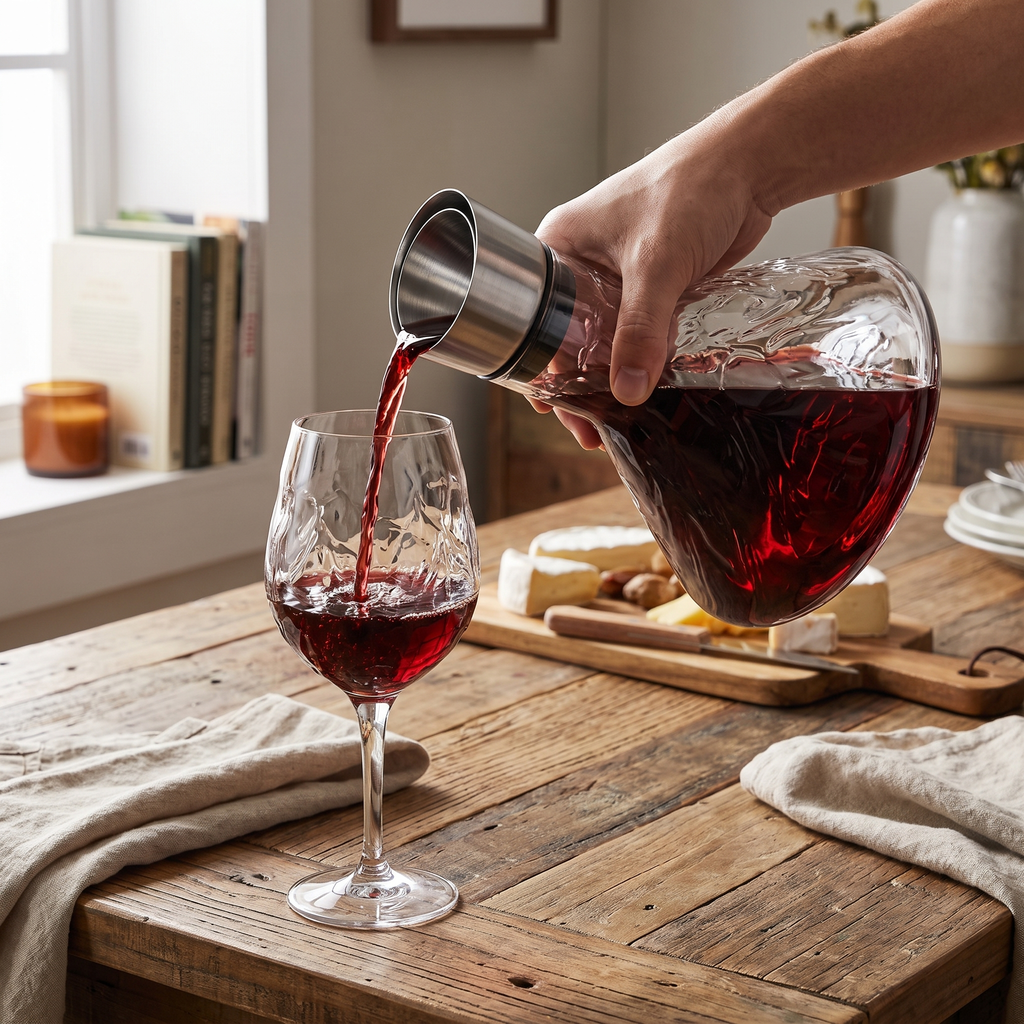 Iceberg Sculpted Crystal Wine Decanter with Aerator – lifestyle 3