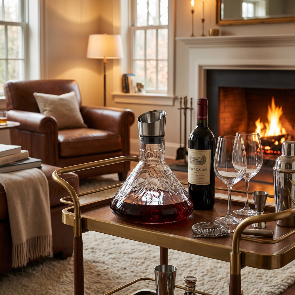 Iceberg Sculpted Crystal Wine Decanter with Aerator – lifestyle 1