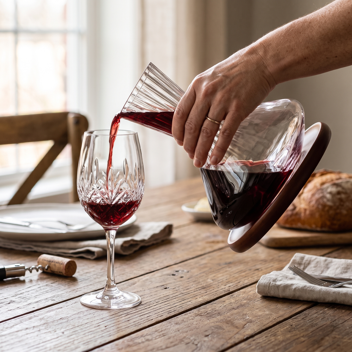 Gyroscopic Rotating Crystal Wine Decanter – lifestyle 3