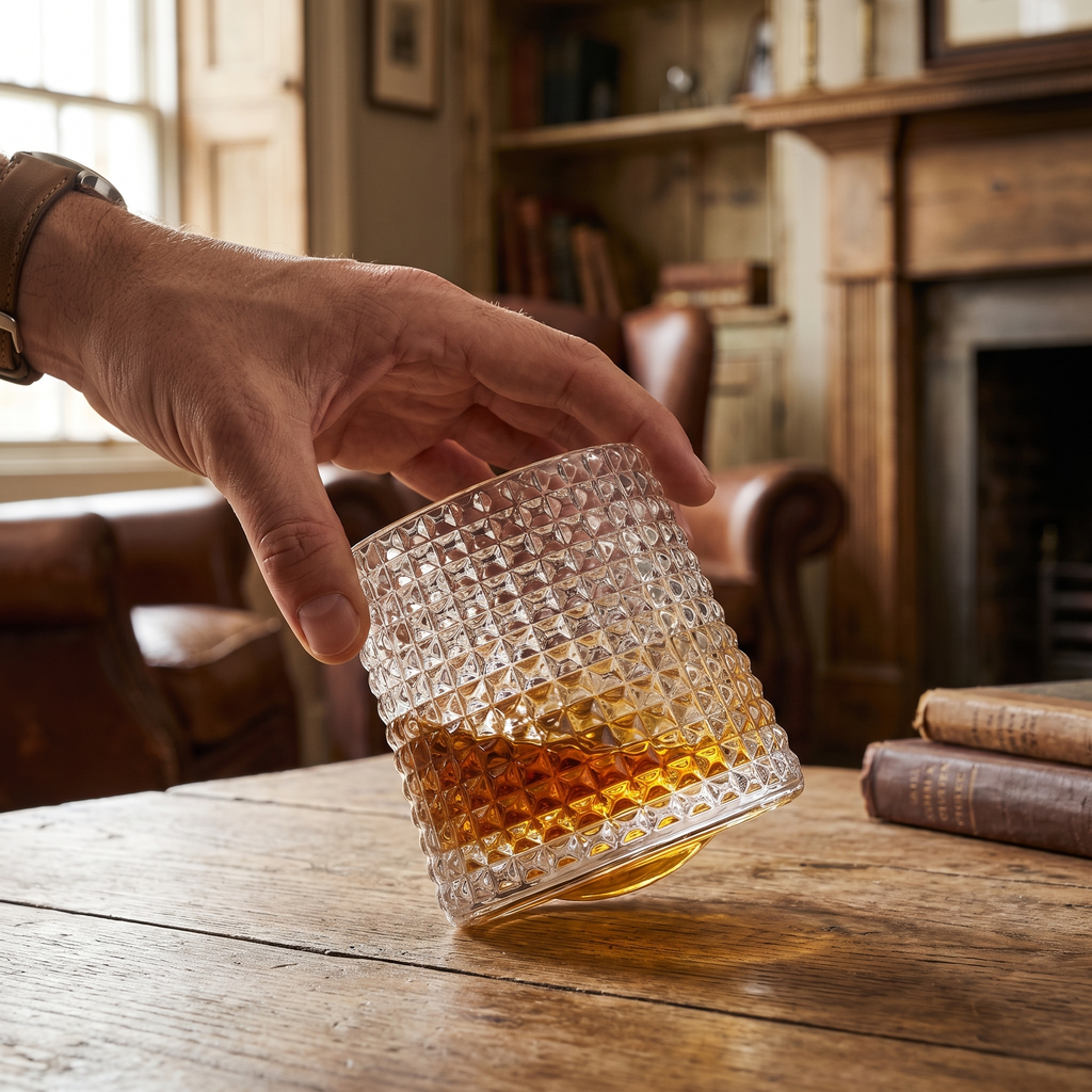 Rotating Crystal Whiskey Tumbler – lifestyle 2
