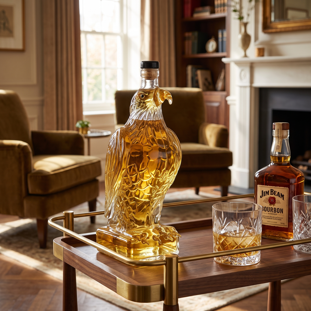 Eagle Sculpted Glass Whiskey Decanter – lifestyle 1