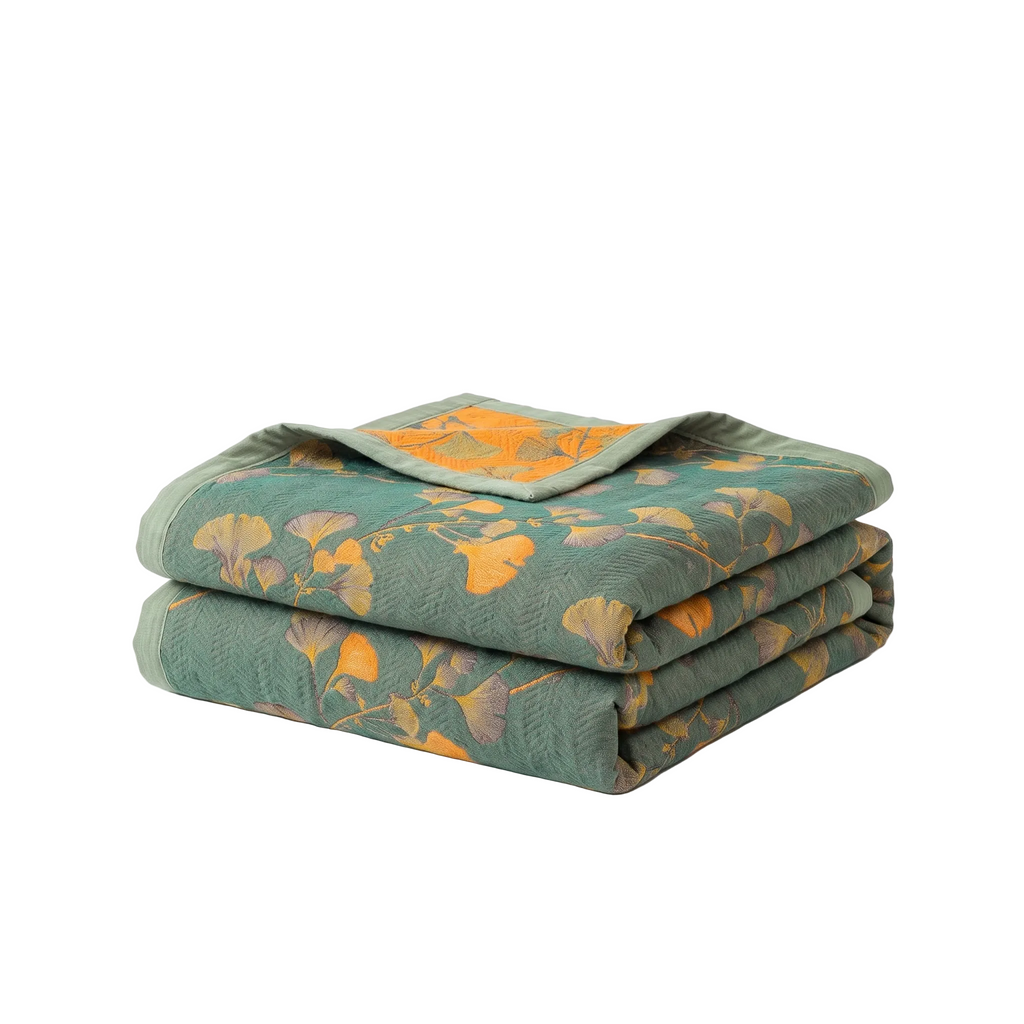 Ginkgo Leaf Jacquard Reversible Coverlet