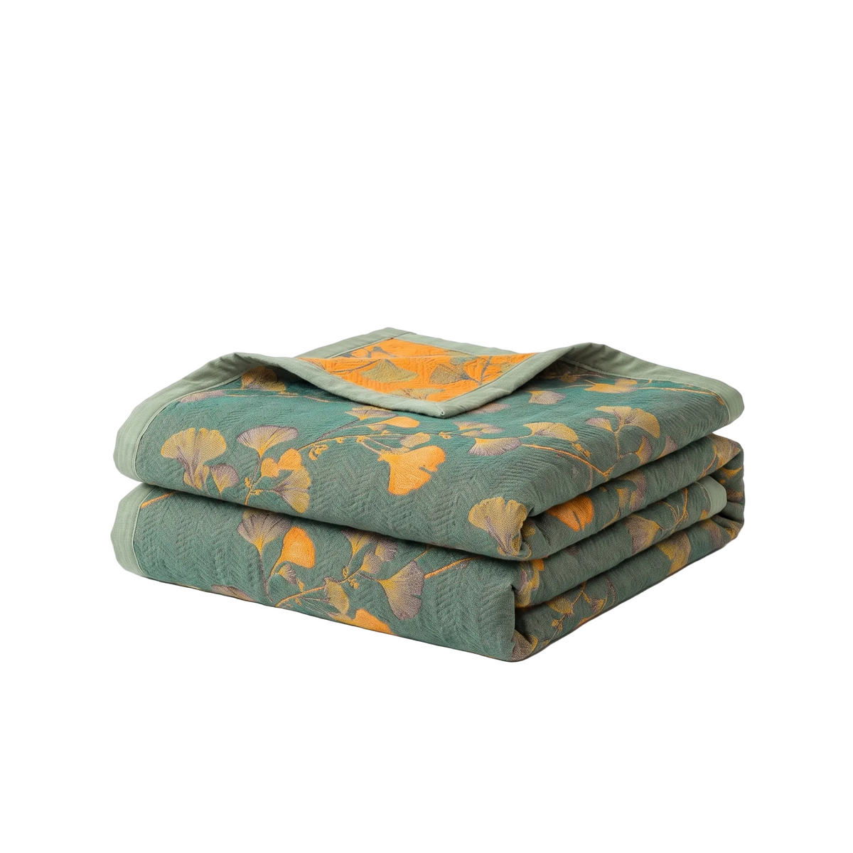 Ginkgo Leaf Jacquard Reversible Coverlet