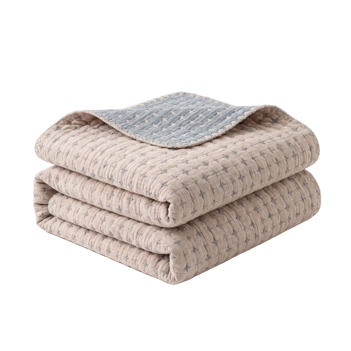 Reversible Geometric Matelassé Cotton Blanket