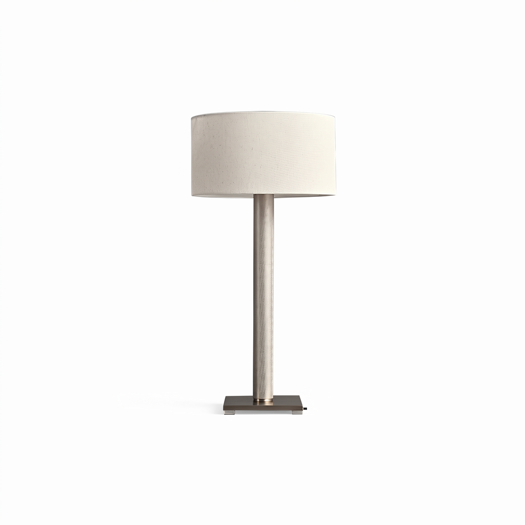 Linen Drum Shade Square Base Table Lamp