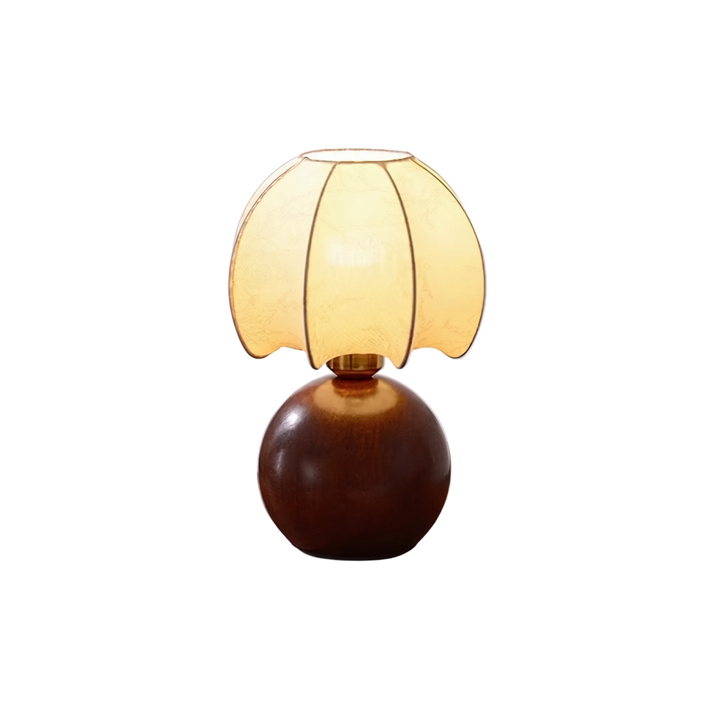 Paneled Petal Shade Walnut Table Lamp
