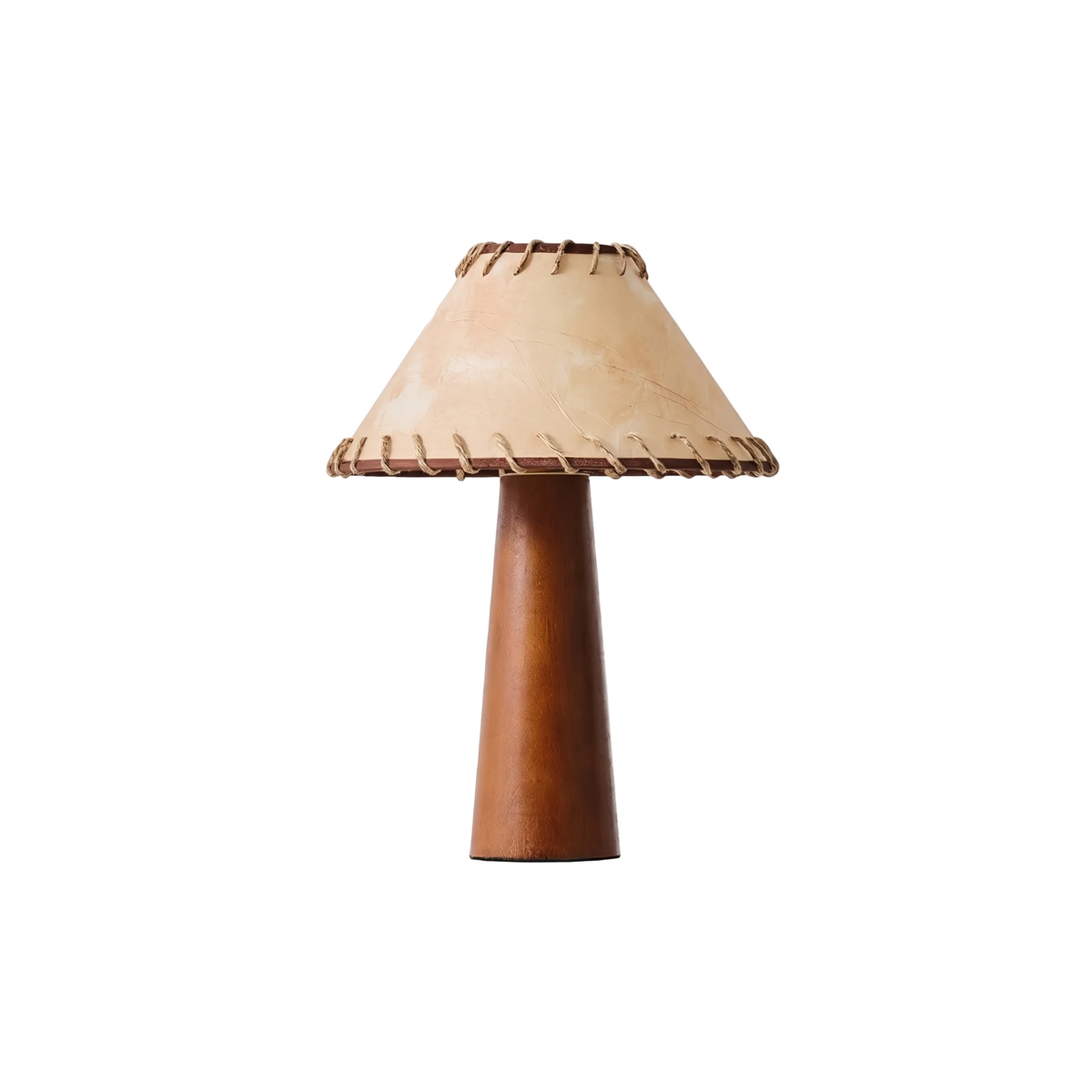 Tapered Walnut Column Linen Table Lamp