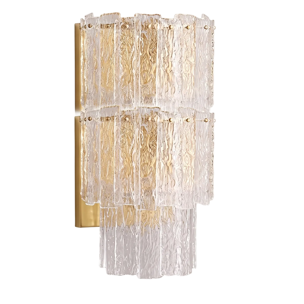 Rippled Glass Brass Wall Light