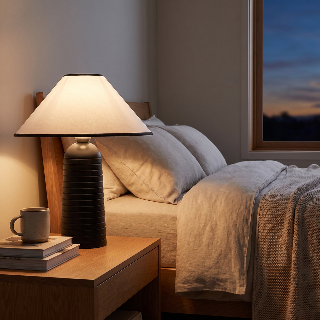 Ridged Base Empire Shade Table Lamp – lifestyle 1