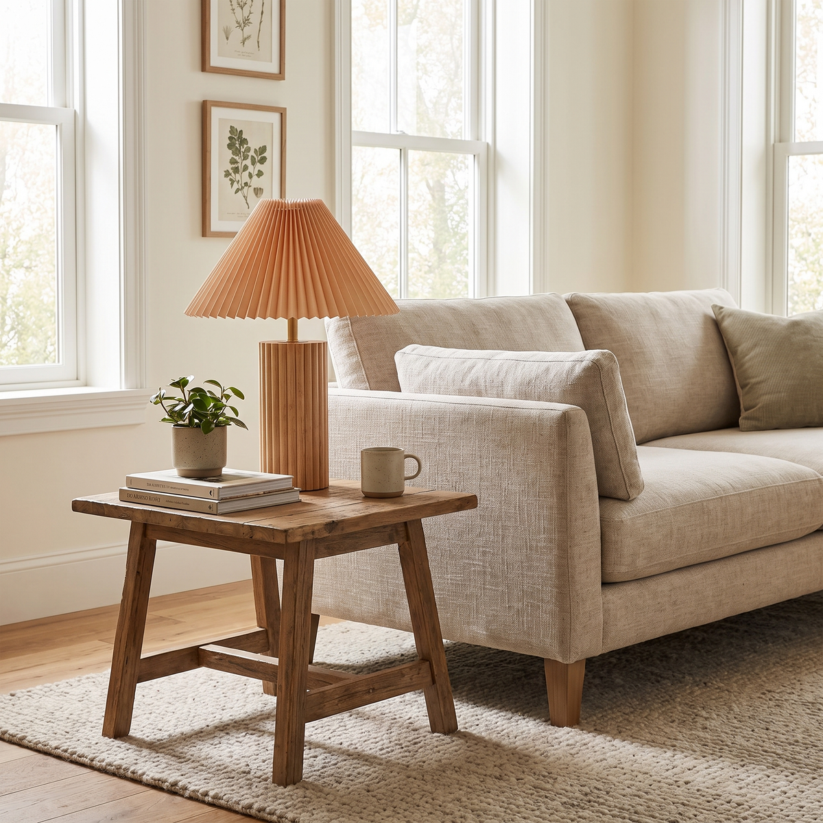 Ribbed Base Pleated Cone Table Lamp – lifestyle 2