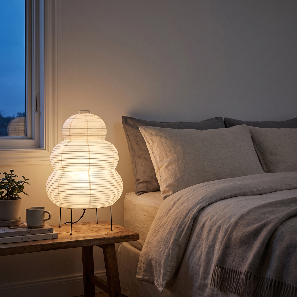 Three-Tier Rice Paper Globe Table Lamp – lifestyle 1