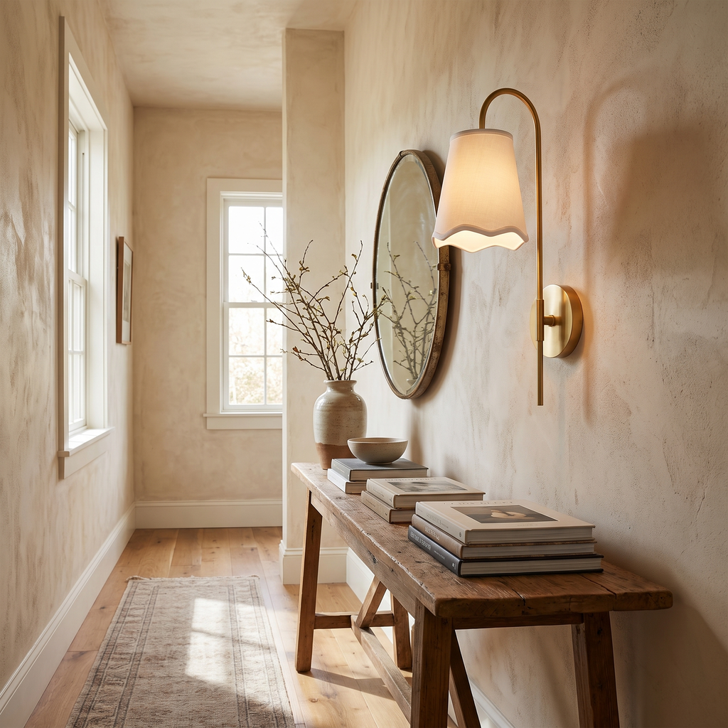Curved Arm Tapered Shade Wall Light – lifestyle 2