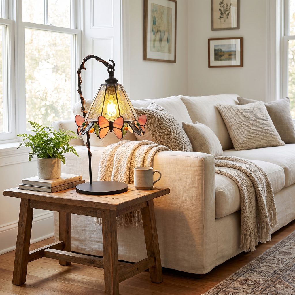 Stained Glass Butterfly Table Lamp – lifestyle 2
