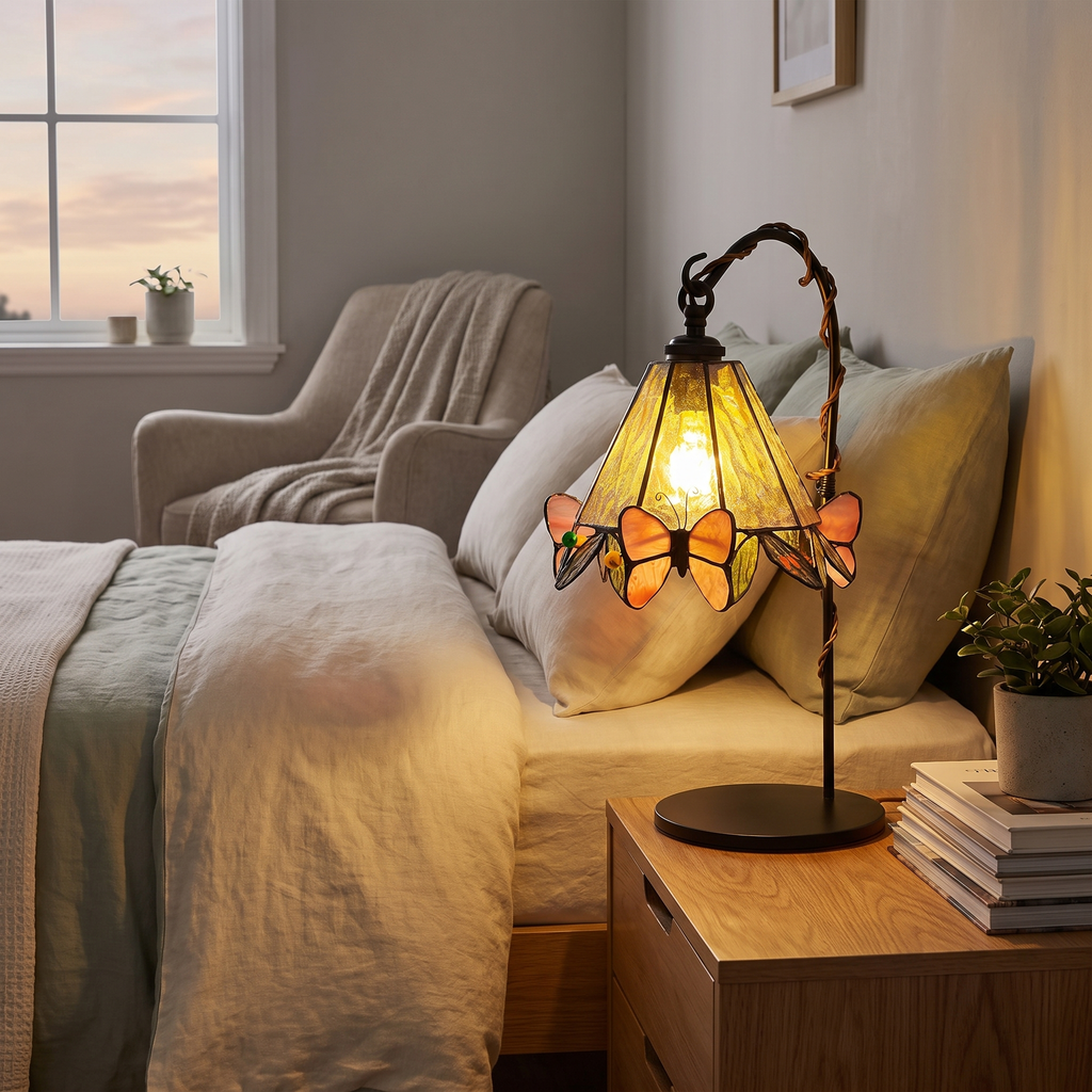 Stained Glass Butterfly Table Lamp – lifestyle 1